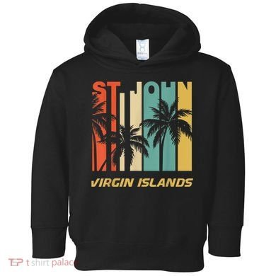 Retro St. John Virgin Islands Palm Trees Vacation Toddler Hoodie