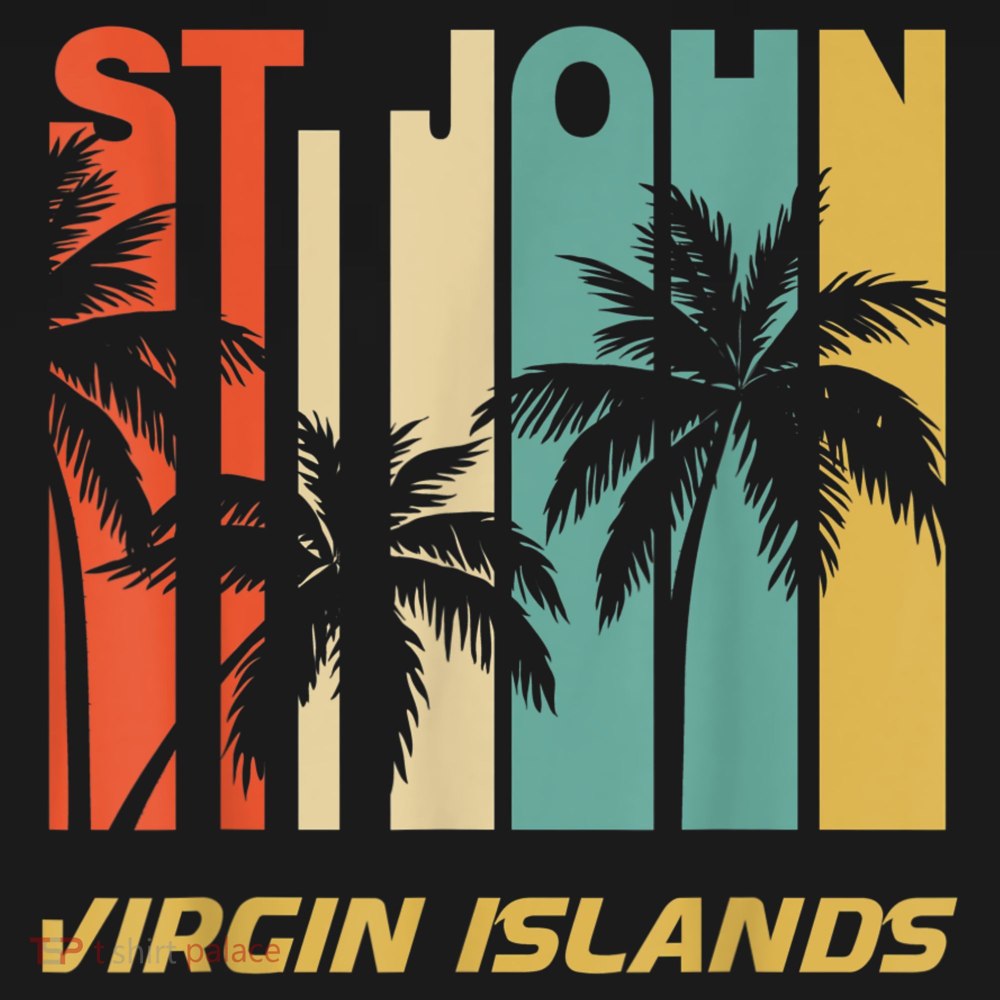 Retro St. John Virgin Islands Palm Trees Vacation Toddler Hoodie