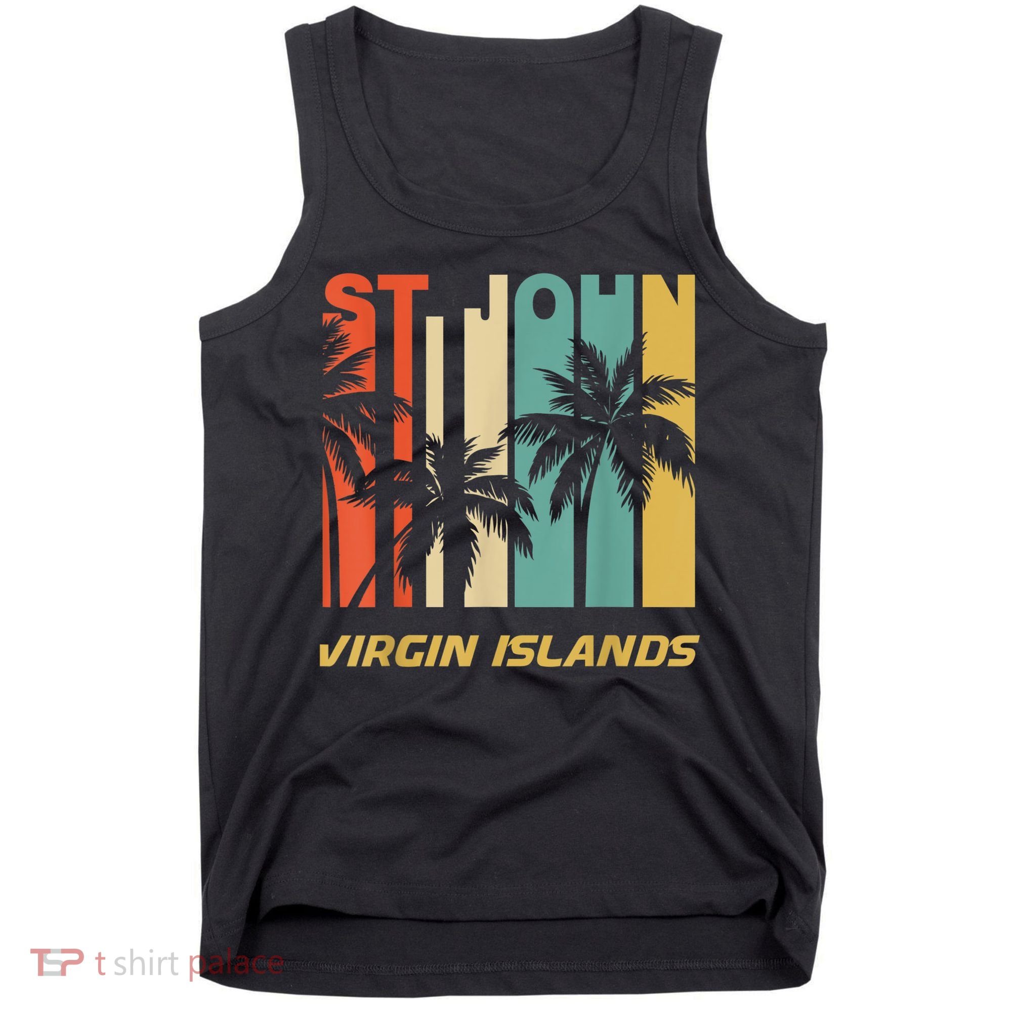 Retro St. John Virgin Islands Palm Trees Vacation Tank Top