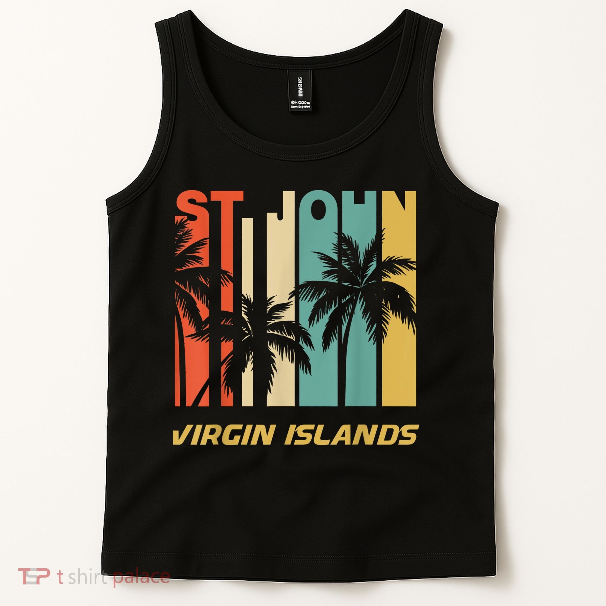 Retro St. John Virgin Islands Palm Trees Vacation Tank Top