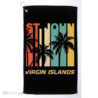 Retro St. John Virgin Islands Palm Trees Vacation Golf Towel