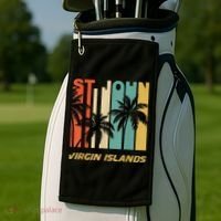 Retro St. John Virgin Islands Palm Trees Vacation Golf Towel thumb 2