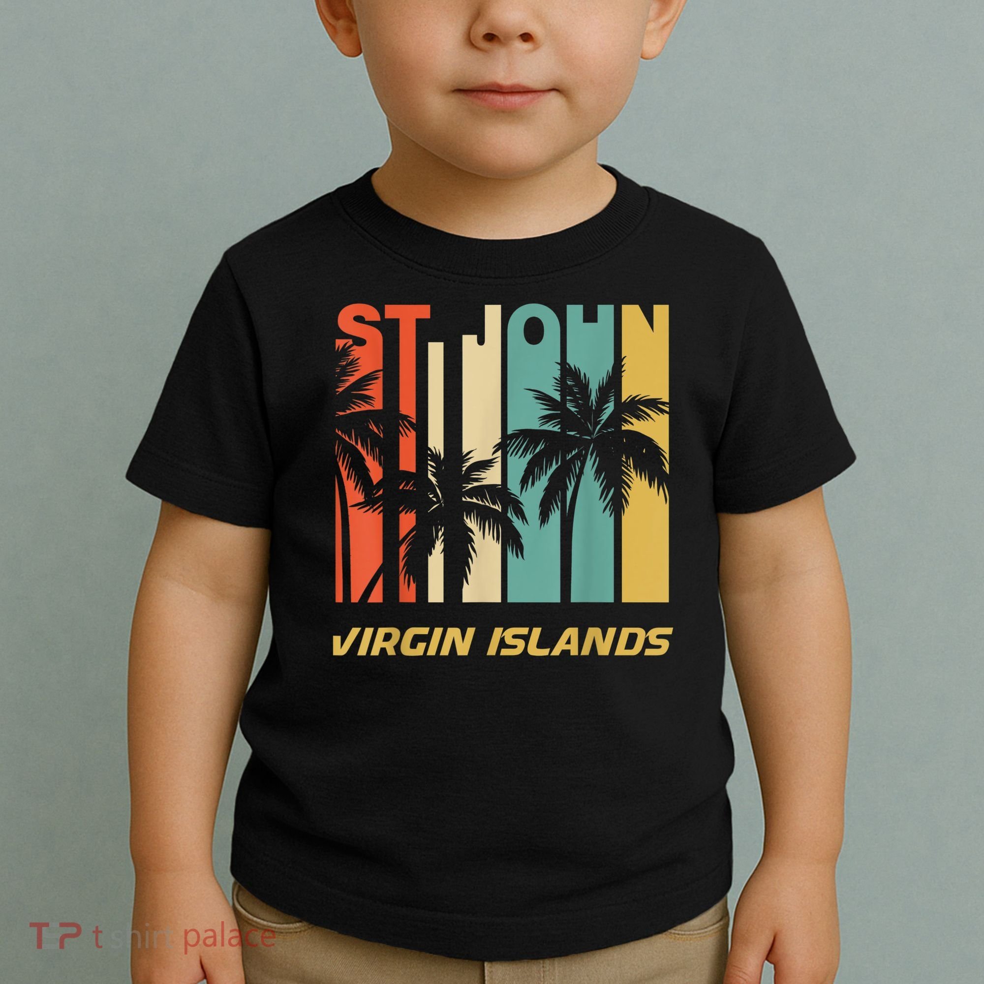 Retro St. John Virgin Islands Palm Trees Vacation Toddler T-Shirt