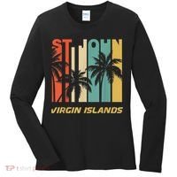 Retro St. John Virgin Islands Palm Trees Vacation Women's Long Sleeve Shirt thumb 0