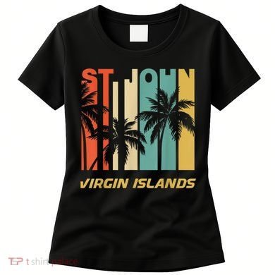 Retro St. John Virgin Islands Palm Trees Vacation Women's T-Shirt