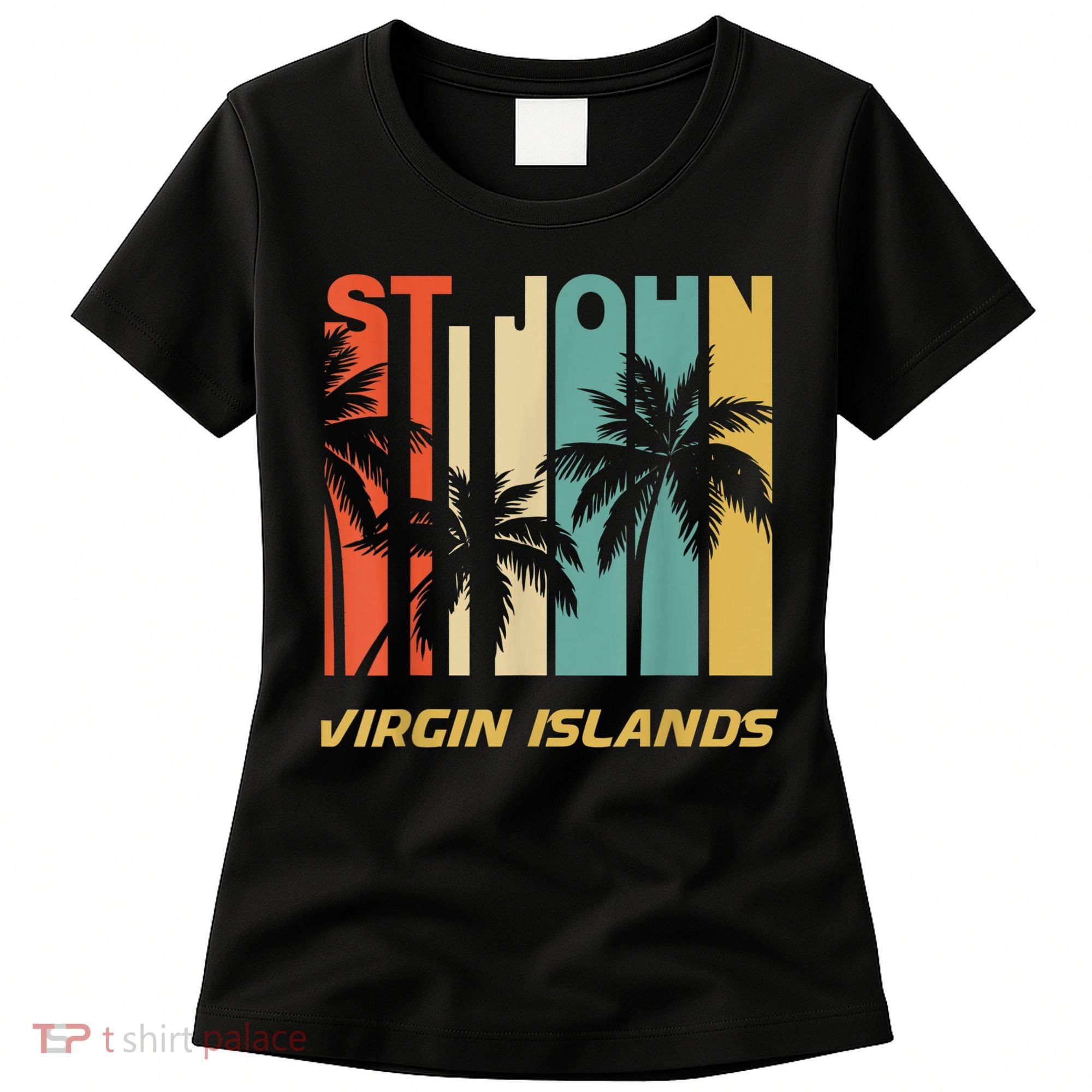 Retro St. John Virgin Islands Palm Trees Vacation Women's T-Shirt