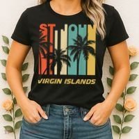 Retro St. John Virgin Islands Palm Trees Vacation Women's T-Shirt thumb 2