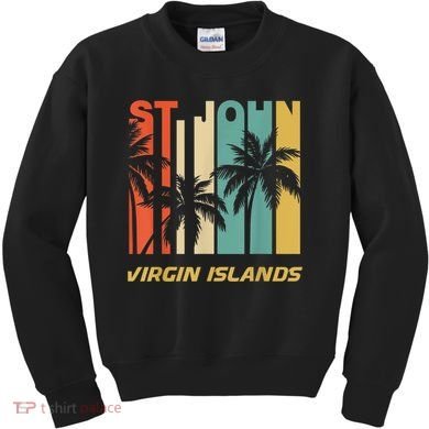 Retro St. John Virgin Islands Palm Trees Vacation Kids Sweatshirt