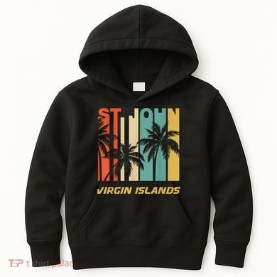 Retro St. John Virgin Islands Palm Trees Vacation Kids Hoodie