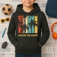 Retro St. John Virgin Islands Palm Trees Vacation Kids Hoodie thumb 2