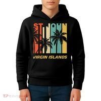 Retro St. John Virgin Islands Palm Trees Vacation Kids Hoodie thumb 4