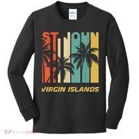 Retro St. John Virgin Islands Palm Trees Vacation Kids Long Sleeve Shirt thumb 0