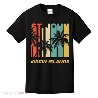 Retro St. John Virgin Islands Palm Trees Vacation Kids T-Shirt