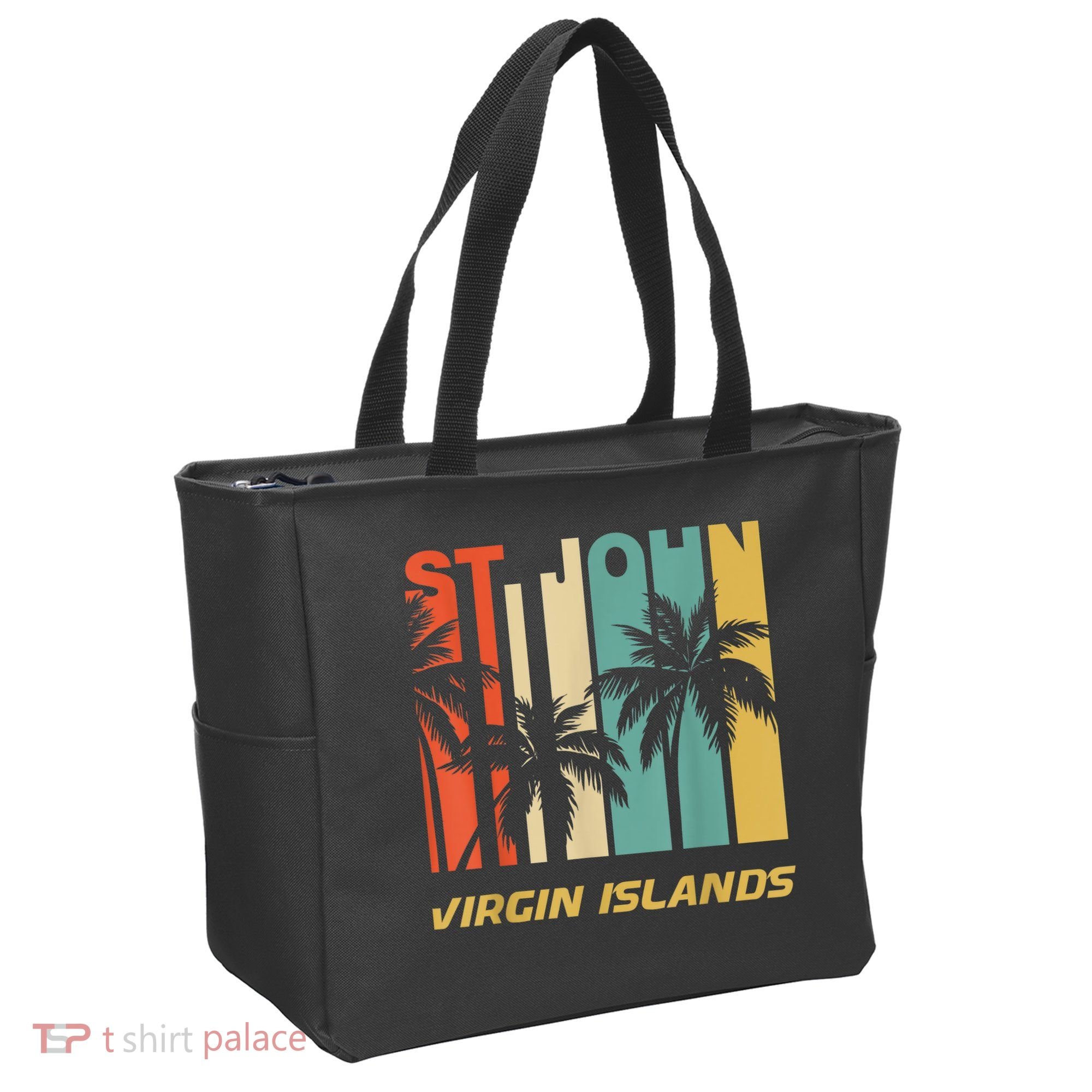 Retro St. John Virgin Islands Palm Trees Vacation Tote Bag