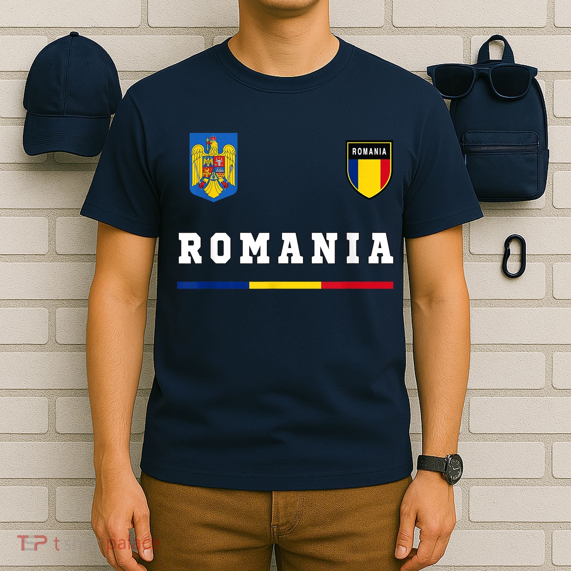 Romania Sport/Soccer Jersey Tee Flag Football T-Shirt