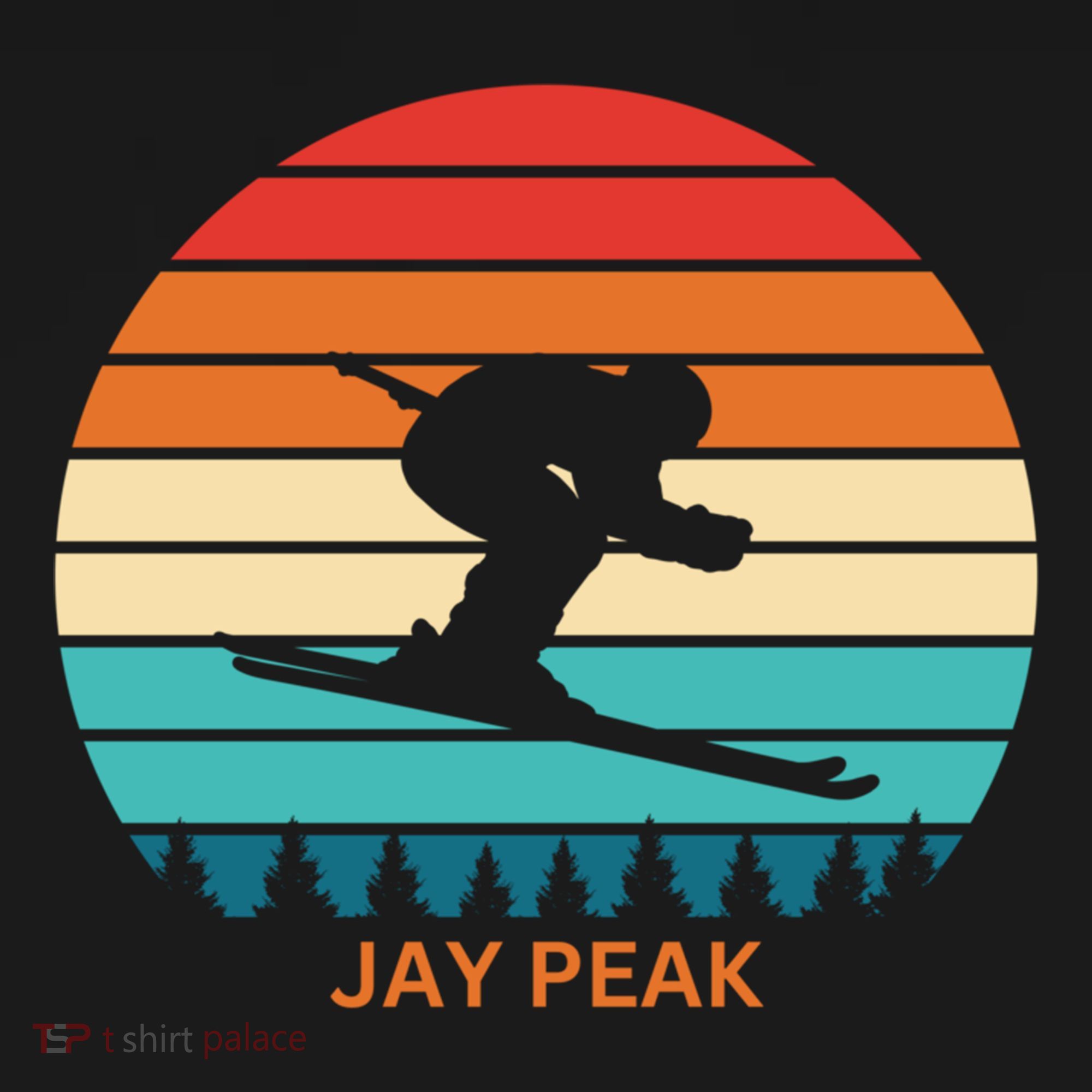 Retro Sunset Jay Peak Vermont Skiing Skier Gift Bucket Hat