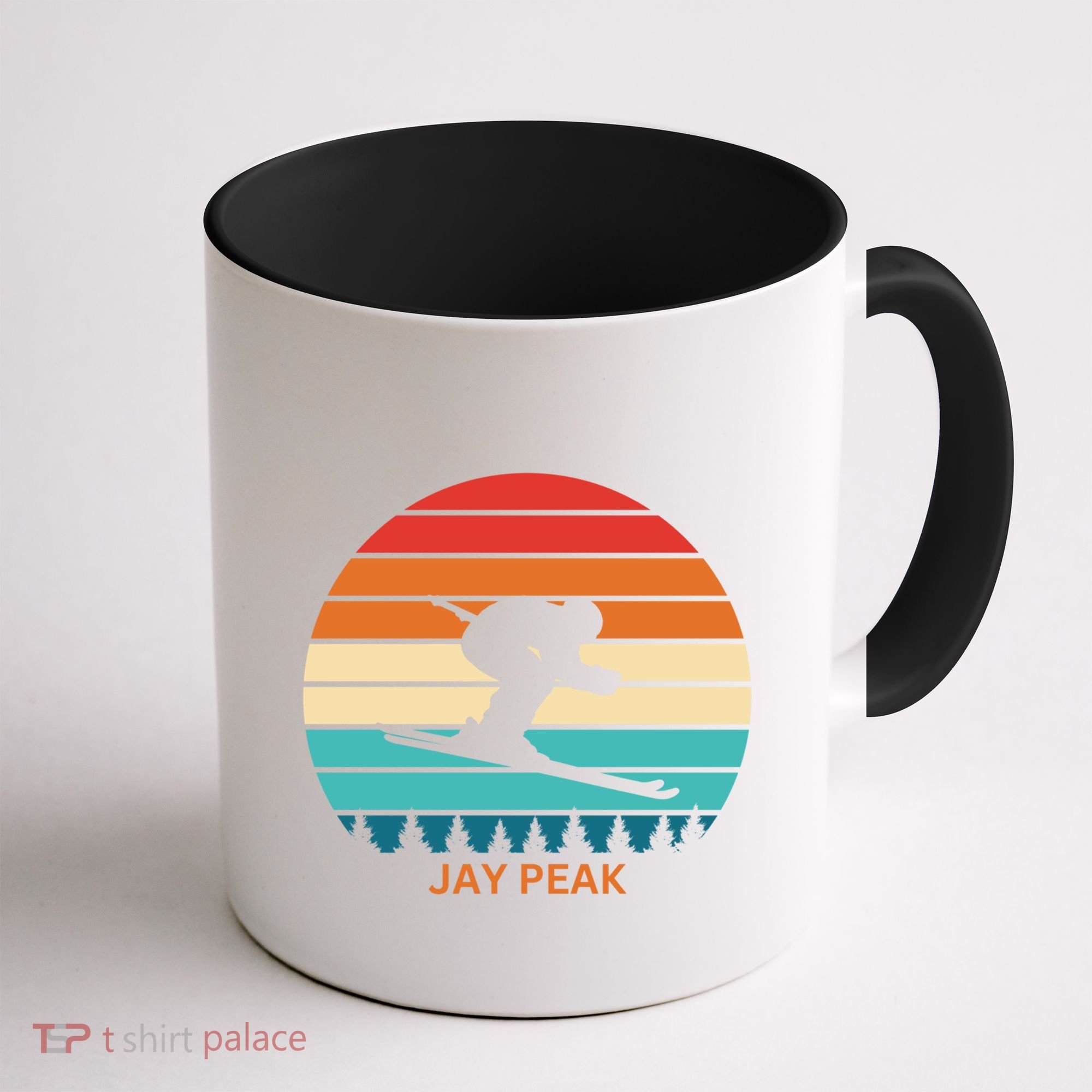 Retro Sunset Jay Peak Vermont Skiing Skier Gift Coffee Mug