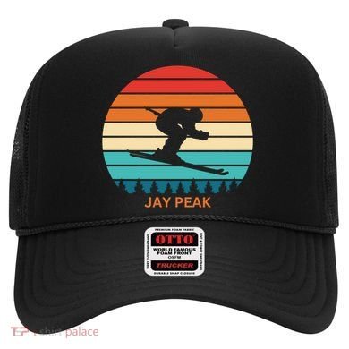 Retro Sunset Jay Peak Vermont Skiing Skier Gift Hat