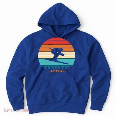 Retro Sunset Jay Peak Vermont Skiing Skier Gift Hoodie