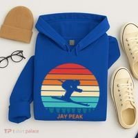 Retro Sunset Jay Peak Vermont Skiing Skier Gift Hoodie thumb 4