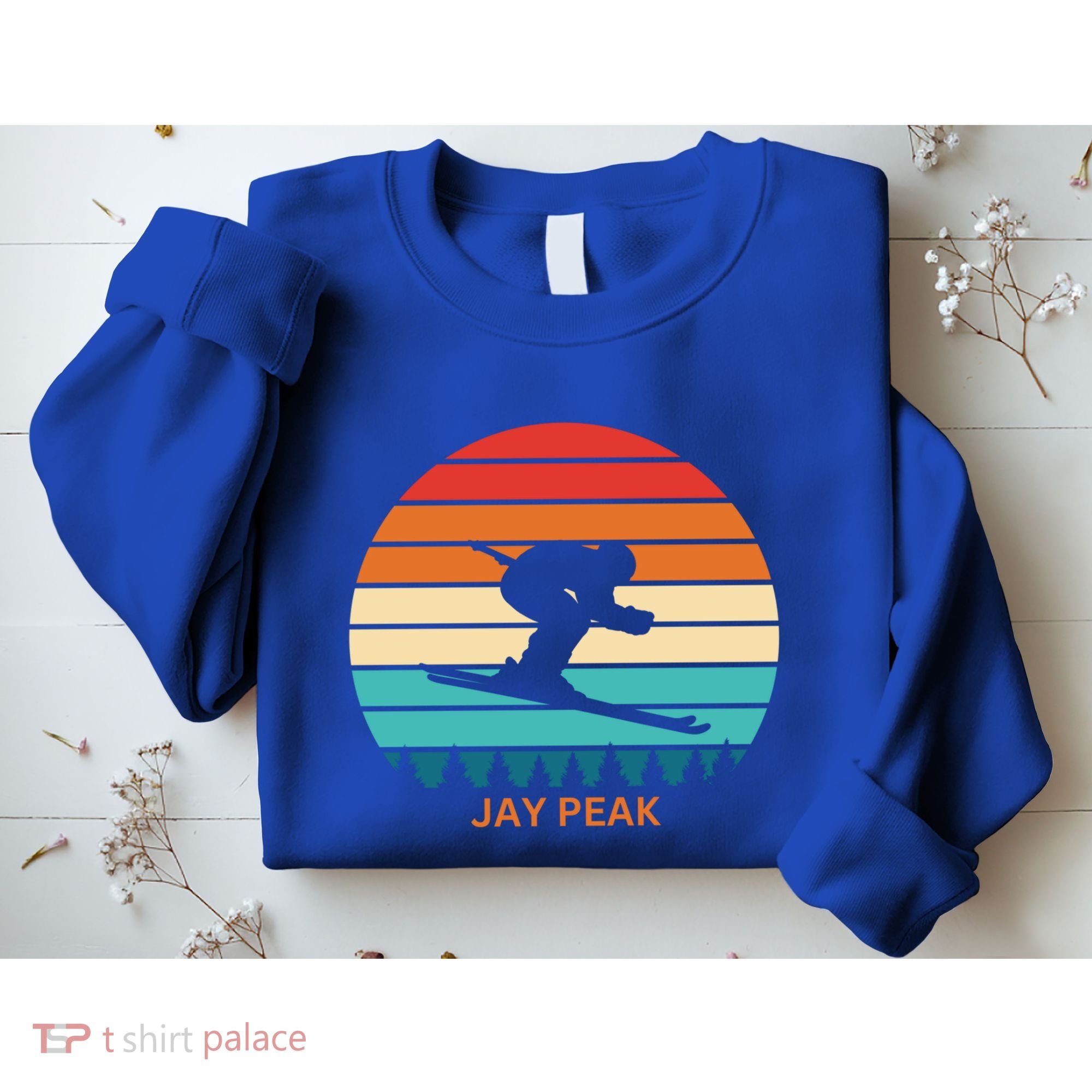 Retro Sunset Jay Peak Vermont Skiing Skier Gift Sweatshirt