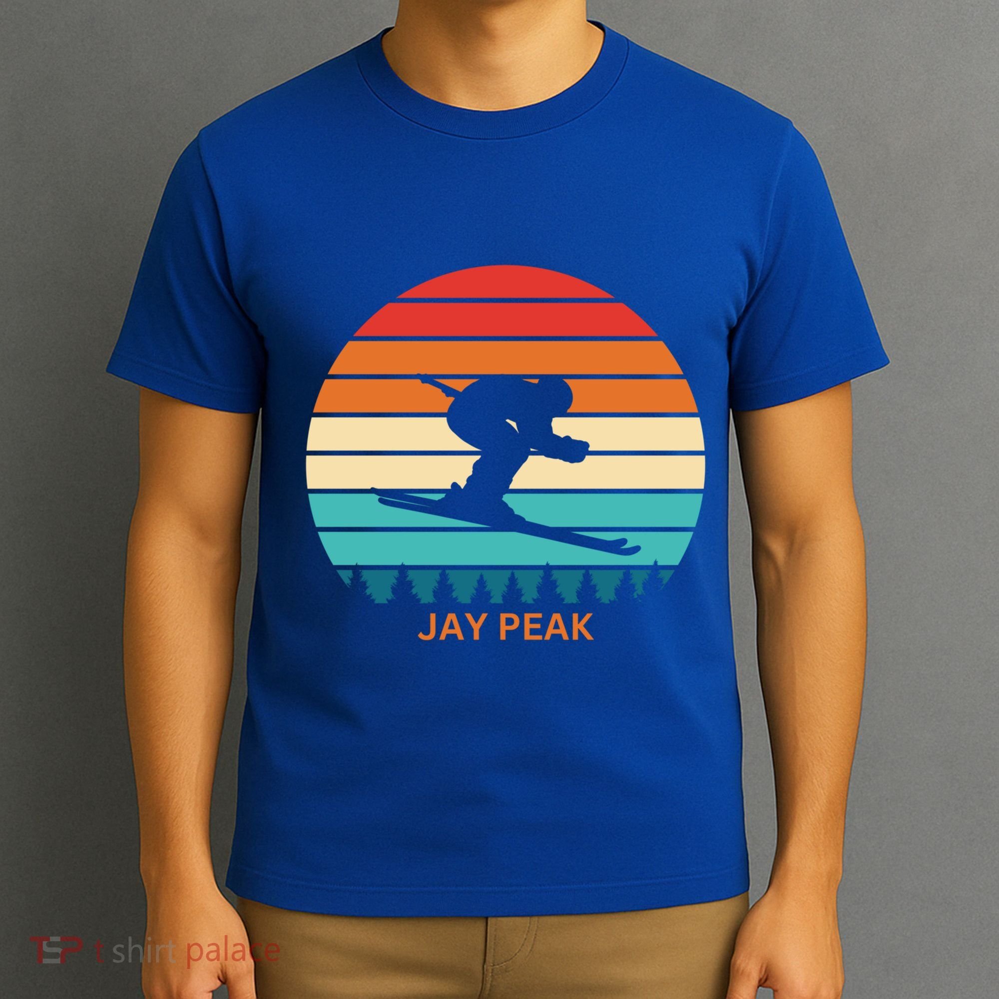 Retro Sunset Jay Peak Vermont Skiing Skier Gift T-Shirt