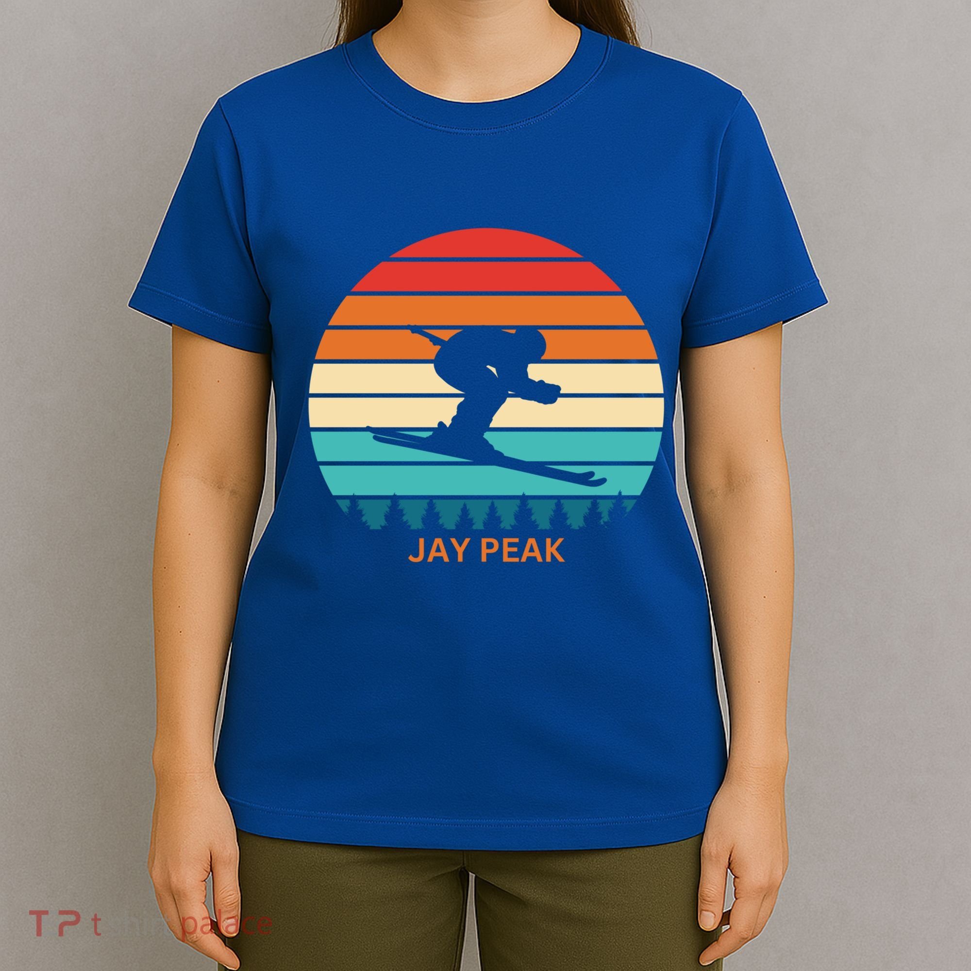 Retro Sunset Jay Peak Vermont Skiing Skier Gift T-Shirt