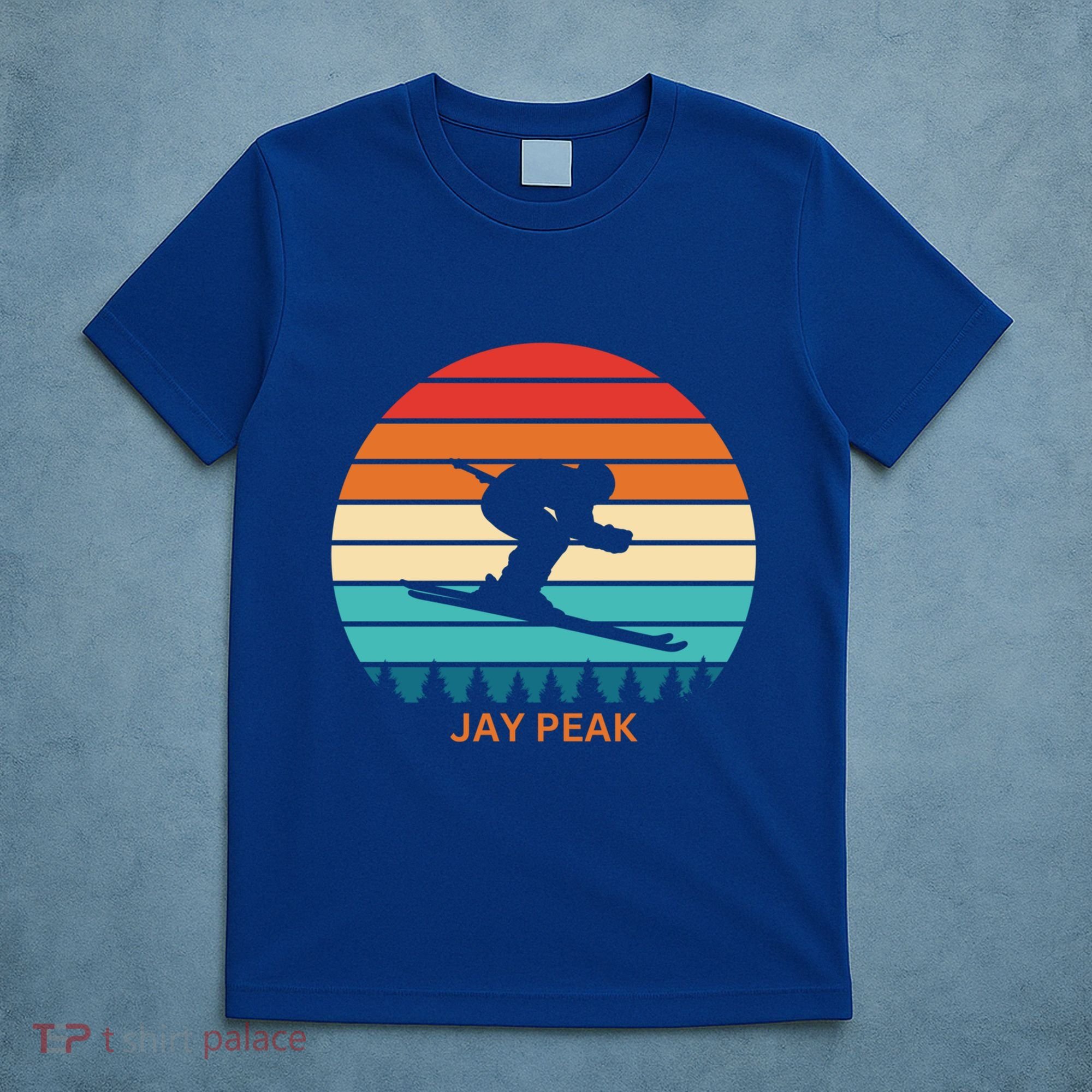 Retro Sunset Jay Peak Vermont Skiing Skier Gift T-Shirt