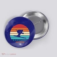Retro Sunset Jay Peak Vermont Skiing Skier Gift Button thumb 0