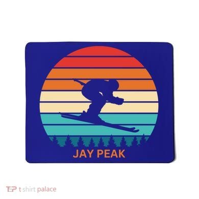 Retro Sunset Jay Peak Vermont Skiing Skier Gift Mousepad
