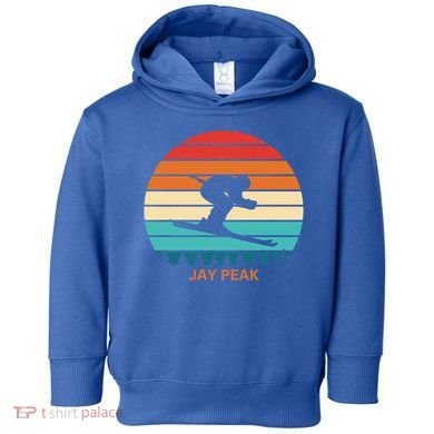 Retro Sunset Jay Peak Vermont Skiing Skier Gift Toddler Hoodie