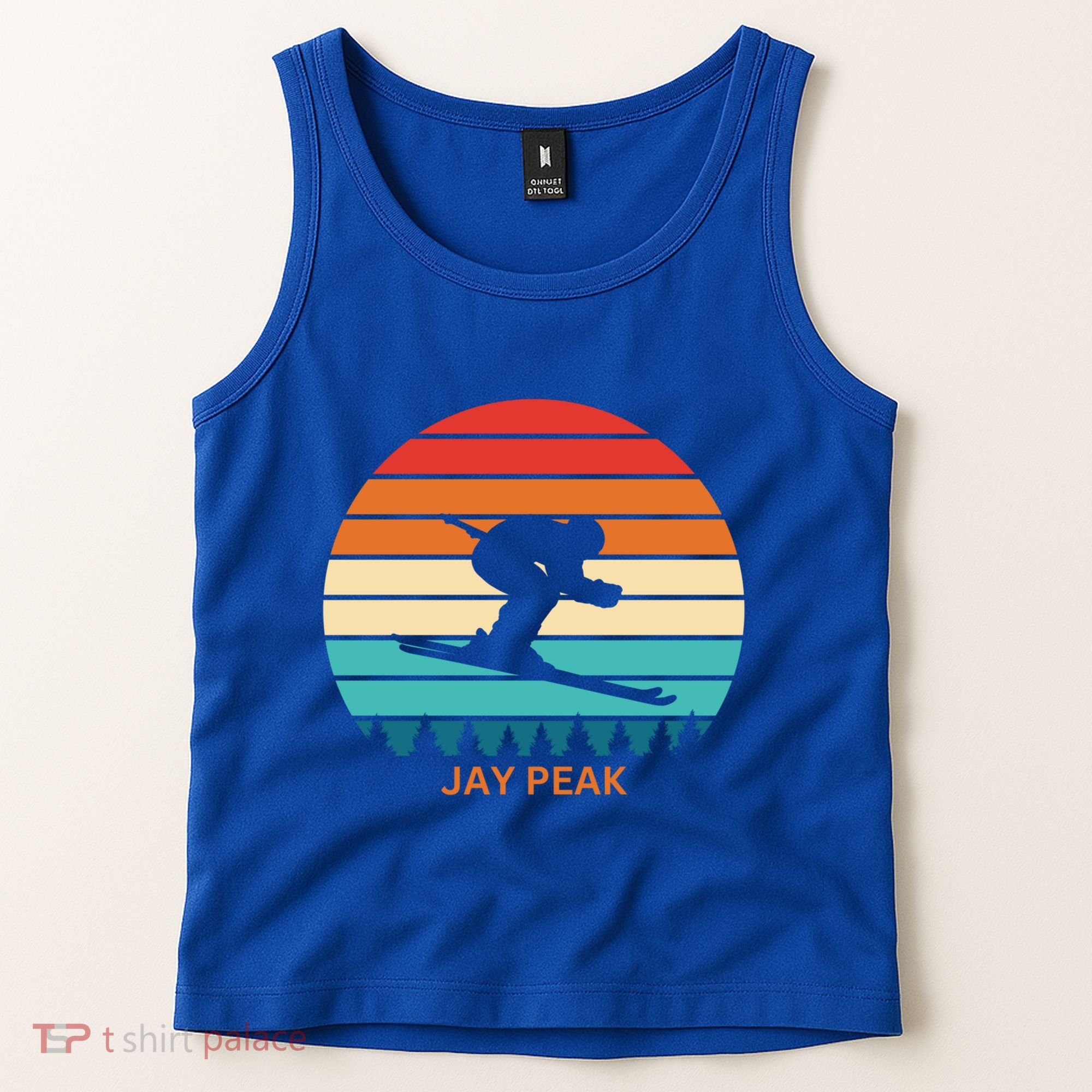 Retro Sunset Jay Peak Vermont Skiing Skier Gift Tank Top