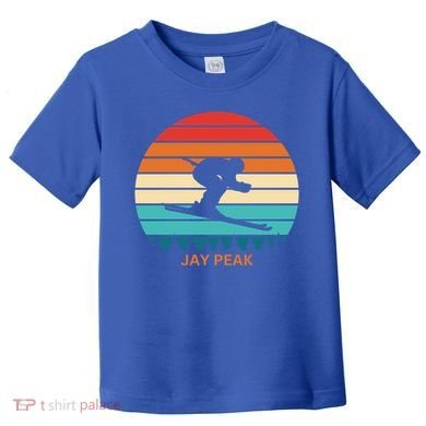 Retro Sunset Jay Peak Vermont Skiing Skier Gift Toddler T-Shirt