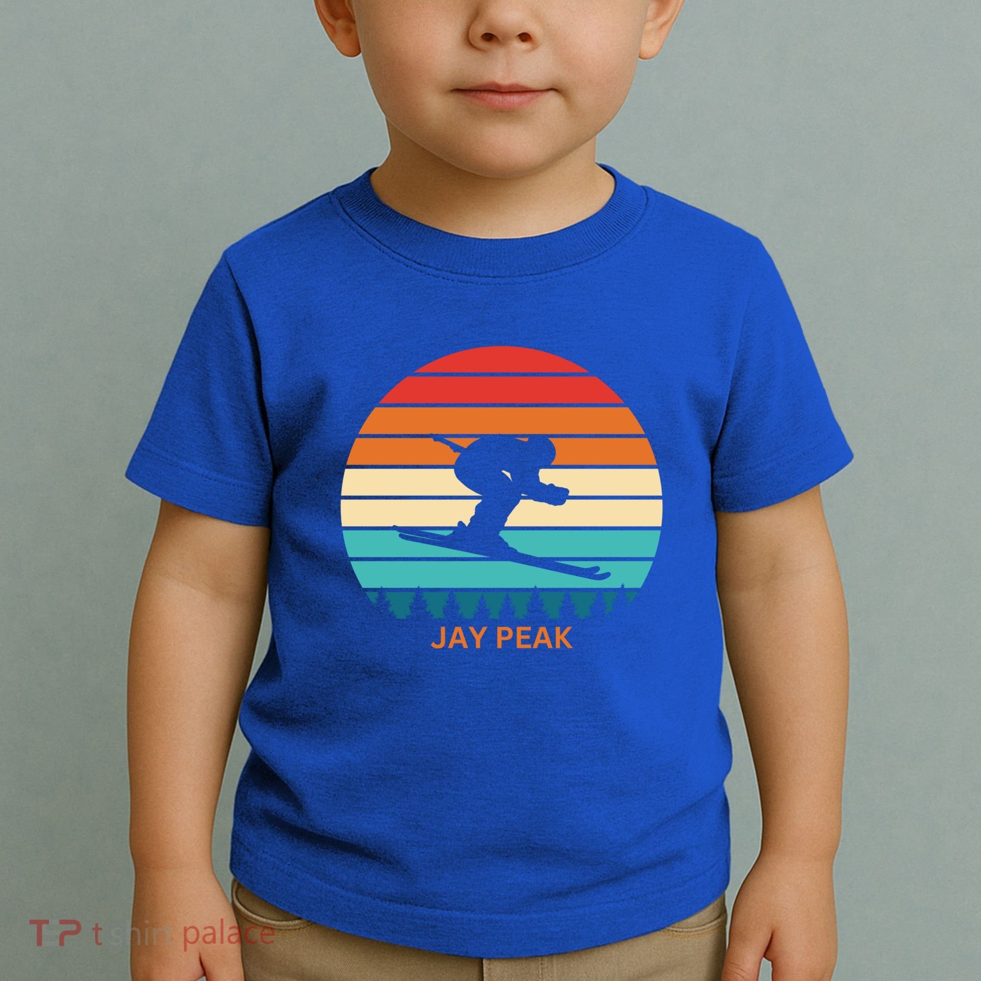 Retro Sunset Jay Peak Vermont Skiing Skier Gift Toddler T-Shirt