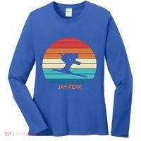 Retro Sunset Jay Peak Vermont Skiing Skier Gift Women's Long Sleeve Shirt thumb 0