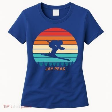 Retro Sunset Jay Peak Vermont Skiing Skier Gift Women's T-Shirt