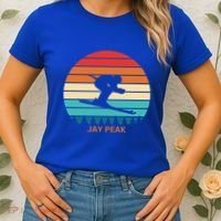 Retro Sunset Jay Peak Vermont Skiing Skier Gift Women's T-Shirt thumb 2