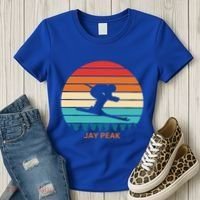 Retro Sunset Jay Peak Vermont Skiing Skier Gift Women's T-Shirt thumb 3