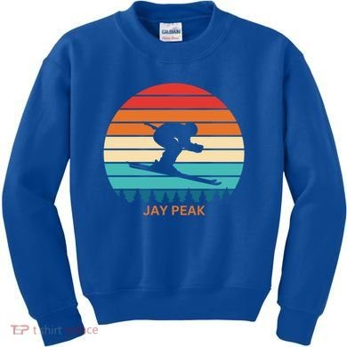 Retro Sunset Jay Peak Vermont Skiing Skier Gift Kids Sweatshirt