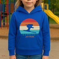 Retro Sunset Jay Peak Vermont Skiing Skier Gift Kids Hoodie thumb 3