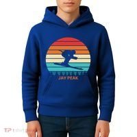 Retro Sunset Jay Peak Vermont Skiing Skier Gift Kids Hoodie thumb 4