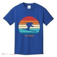 Retro Sunset Jay Peak Vermont Skiing Skier Gift Kids T-Shirt thumb 0