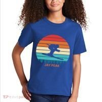 Retro Sunset Jay Peak Vermont Skiing Skier Gift Kids T-Shirt thumb 2