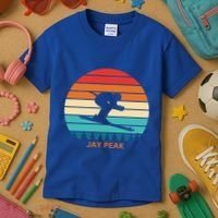 Retro Sunset Jay Peak Vermont Skiing Skier Gift Kids T-Shirt thumb 3