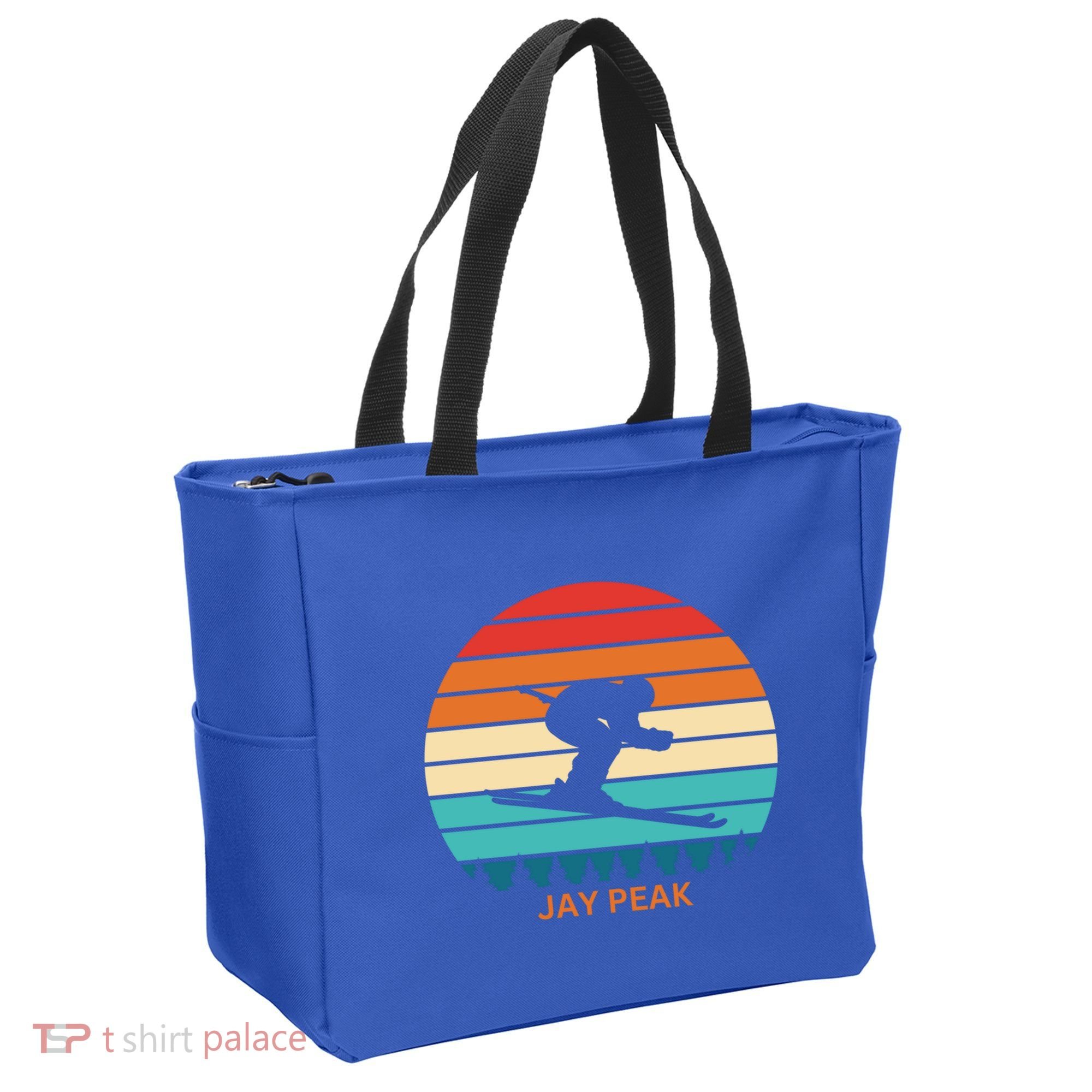 Retro Sunset Jay Peak Vermont Skiing Skier Gift Tote Bag