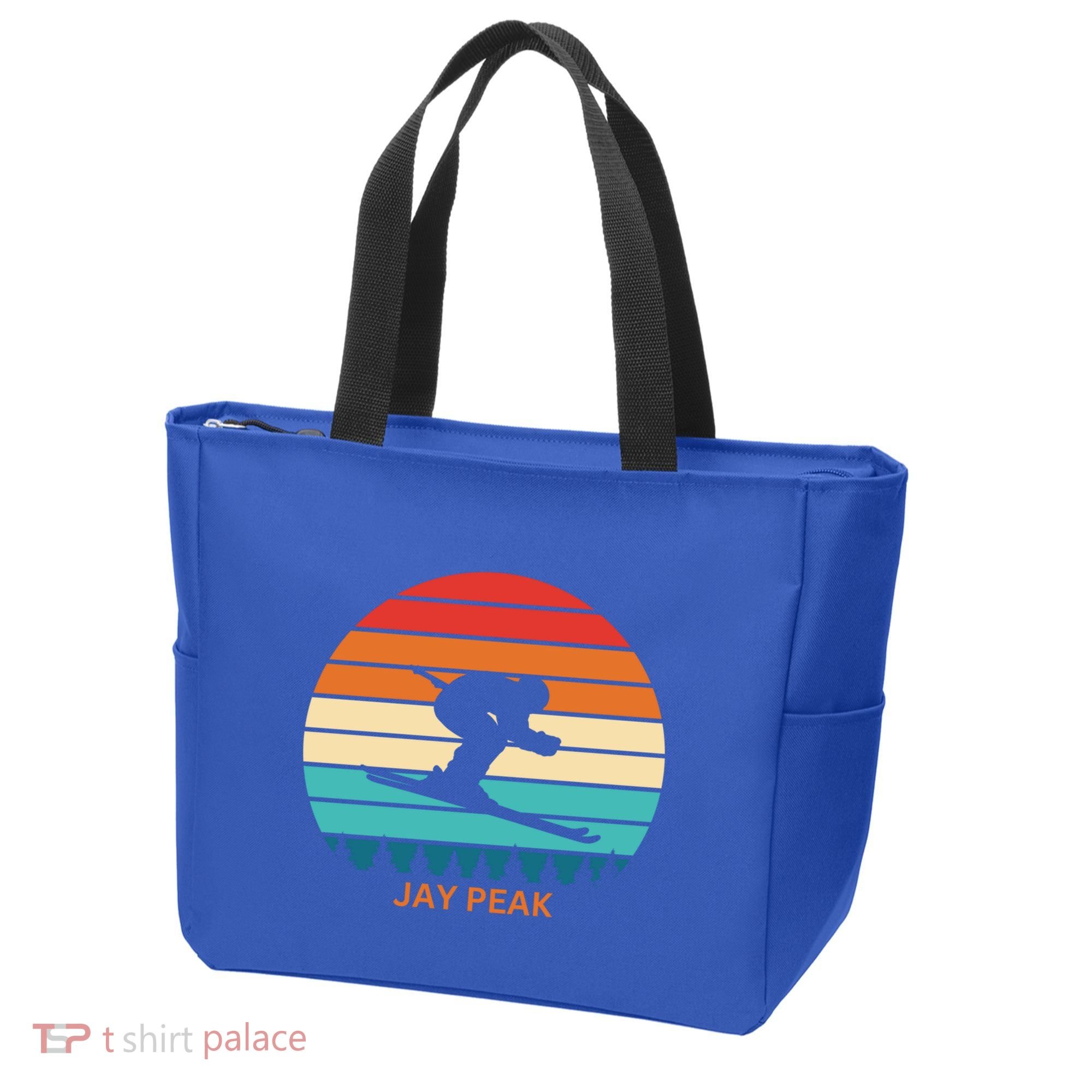 Retro Sunset Jay Peak Vermont Skiing Skier Gift Tote Bag