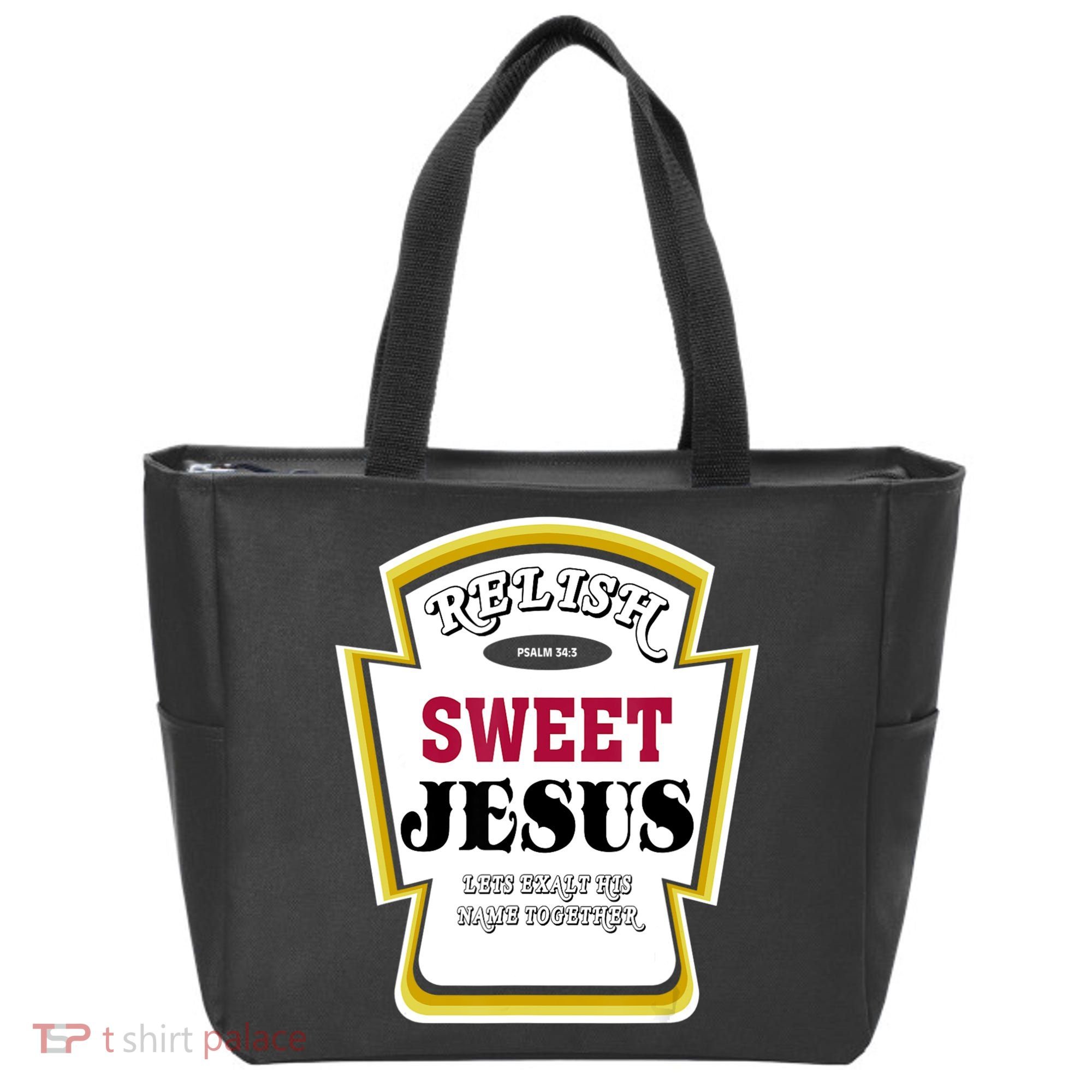Relish Sweet Jesus Christian Parody Tote Bag