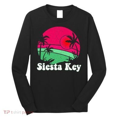 Retro Siesta Key Beach Design Siesta Key Illustration Long Sleeve Shirt