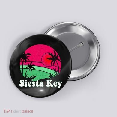 Retro Siesta Key Beach Design Siesta Key Illustration Button