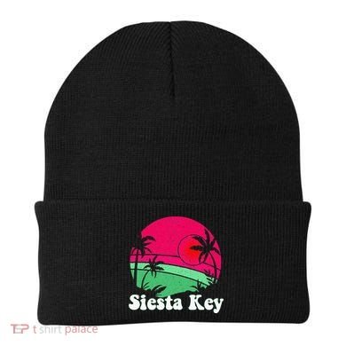 Retro Siesta Key Beach Design Siesta Key Illustration Beanie
